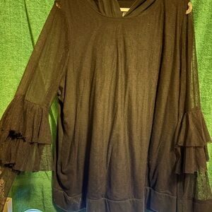 Lane Bryant Black Ruffle Sleeve Hoodie